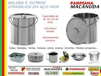 BALDE AÇO INOX PARA 15 LITROS, COM TAMPA E ALÇA 