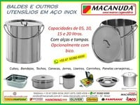 BALDES INOX DIVERSAS CAPACIDADES COM ALÇA E TAMPA